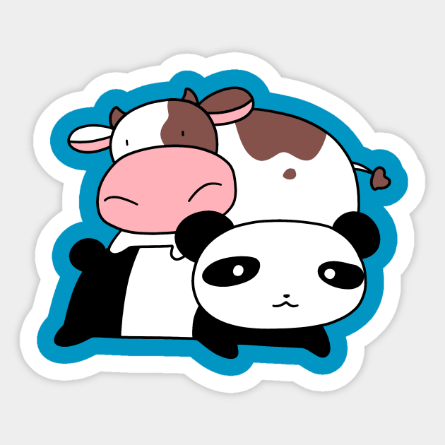 Little Cow and Panda Sticker by saradaboru